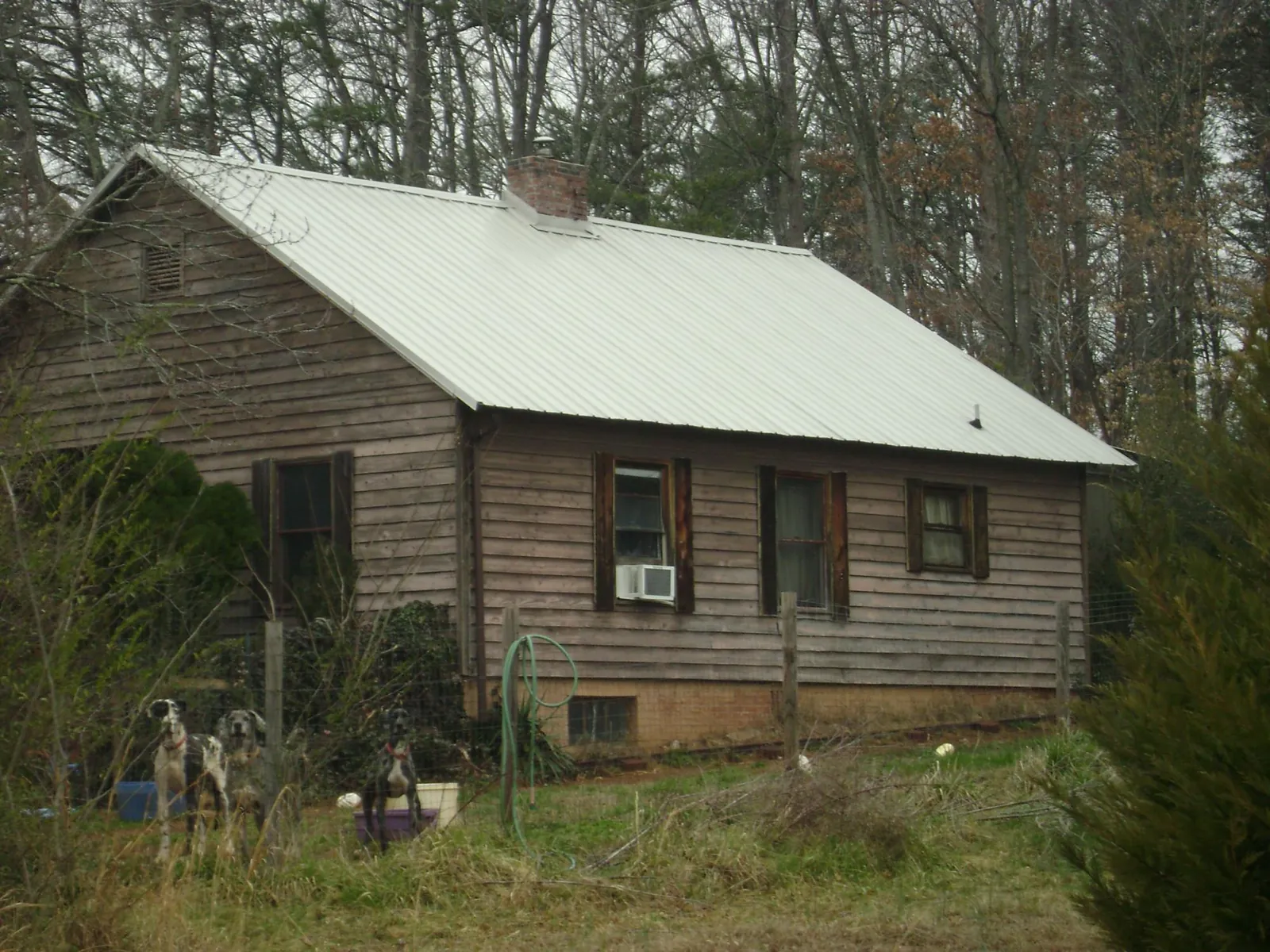 White metal roof on an old wood sided farmhouse, from a Metal Roof Installation job in Johnsonburg